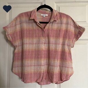 Madewell Hilltop Ombré Stripe Plaid Button Down Shirt Cotton cropped